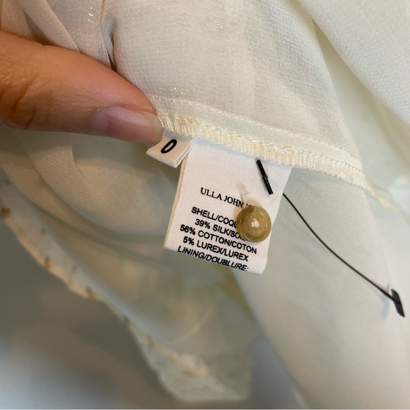 ULLA JOHNSON Dhalia Lurex Tiered Puff Sleeve Metallic Mini Dress \\ 0 - Picture 8 of 10